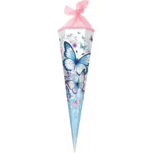 Goldbuch Schultüte 85 cm 6-eckig Schmetterlingsgarten - Blau/Rosa