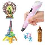 Wisam® 3D-Drucker-Stift Set Rosa für Kinder Erwachsene mit 3 Farben PLA Filament