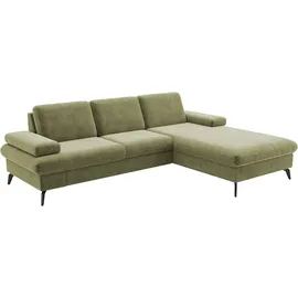 sit&more Ecksofa SIT & MORE "Morris Jubi L-Form, B: 247 cm", grün (hellgrün), B:247cm H:83cm T:171cm, 100% Polyester, Sofas, Ecksofa, mit Armteilfunktion & 1 Zierkissen, optional Bettfunktion