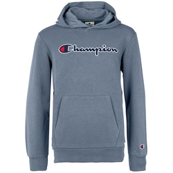 Champion Kinder Unisex Hoodie - Pullover, Baumwolle, Kapuze, Tasche, Logo, einfarbig Blaugrau XS