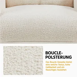 Yaheetech Ohrensessel mit Hocker Bouclé 59 x 85 x 65 cm Elfenbein