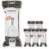 Brabantia Müllbeutel PerfectFit Multipack (Code M - 60L) Extra Starke Müllsäcke mit Zugband, 6 rollen (120 Müllbeutel)