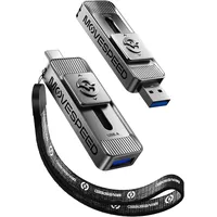 MOVE SPEED Externe SSD 128GB, Externe Festplatte mit bis zu 560MB/s Lesegeschwindigkeit, SSD Extern mit Dual-Ports & Push-Pull Design, Typ-C + USB 3.2 Portable SSD für iPhone 17/16/15/Android/Mac