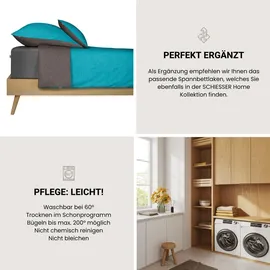 SCHIESSER Doubleface Renforcé türkis/anthrazit 135 x 200 cm + 80 x 80 cm