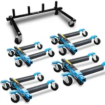 BITUXX 4 Stück PKW Rangierhilfe Blau Rangierheber hydraulisch Wagenheber Auto Rangierroller Rangierheber belastbar bis 680 kg pro Rangierroller