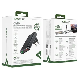 ACEFAST A100 65W GaN 2 Usb-C+ USB-A Ladegerät – Schwarz