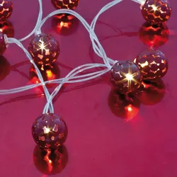 KOOPMAN LED-Minilichterkette Metallkugel rot