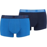 Puma Herren Boxer Shorts im Pack - Basic Trunks,Vorteilspack, Cotton Stretch, einfarbig Blau L 2er