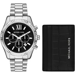 Chronograph MICHAEL KORS "LEXINGTON GIFT SET", silber (silberfarben), Armbanduhren, Herren, Quarzuhr, Armbanduhr, Herrenuhr, Edelstahlarmband