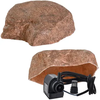 Kunstfelsen Für Garten Abdeckung Für Poolpumpe Sandfilteranlage Gullideckel Dekosteine Felsen Für Schachtabdeckung - Hohler Deko Steine groß Für Schachtdeckel Gartendeko Abdeckstein Ø42 cm S-06 Rot