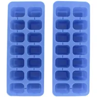 Fackelmann 04212 Eiswürfelschale, 2 Stück, blau, Eiswürfelform für 14 Eiswürfel, Kunststoff, blau, 23,6 x 9,2 cm