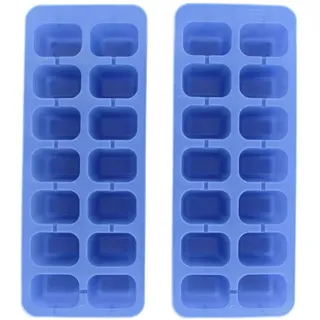 Fackelmann 04212 Eiswürfelschale, 2 Stück, blau, Eiswürfelform für 14 Eiswürfel, Kunststoff, blau, 23,6 x 9,2 cm