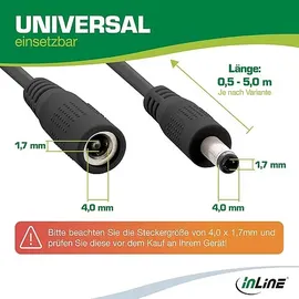 InLine Verlängerungskabel, DC Stecker 4,0x1,7mm, schwarz, 5m