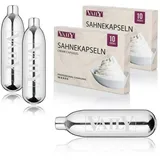 Vaily CO2-Kapsel Sahnekapseln, Zubehör für Sahnebereiter und Sahnesyphons, 20 St., Zum Zubereiten von Sahne, Espumas, Suppen und mehr