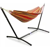 Lacestone - Hängematte Mit Gestell Hängeliege Relaxliege Outdoor Indoor 180x140 Bis 120kg Gestreift