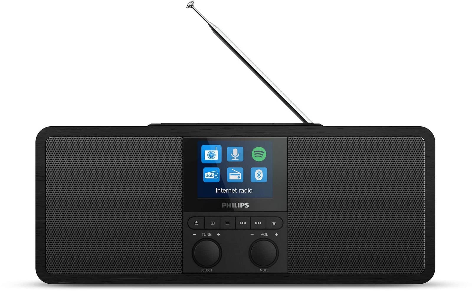 Philips R8805/10 Internetradio mit DAB+ & UKW | Spotify Connect & Bluetooth Streaming | Kabelloses Qi-Ladepad & USB-Anschluss | Wecker & Sleeptimer