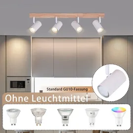 GBLY Deckenstrahler 4 Flammig Holz schwenkbar weiß