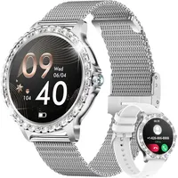 Lige BW1845B-CC Smartwatch (3,5 cm, Android ios), Smartwatch Damen mit Bluetooth Anruf, 200 Zifferblätter, IP67 silberfarben