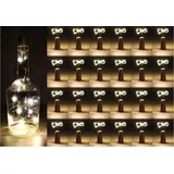 COM-FOUR com-four® 24x LED-Flaschen-Licht - Korken-Lichterkette für innen, für leere Wein- und Sektflaschen - Mini-LED-Lichter mit Batteriebetrieb - Stim...