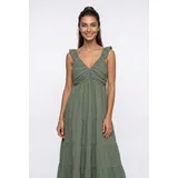 Vero Moda Maxikleid Unifarben Grün 36