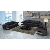JVmoebel Sofa Ledersofa Couch Wohnlandschaft 3+2+1 Sofagarnitur Neu Design Modern Sofa braun