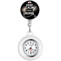 Silverora Krankenschwester Uhr einziehbare Clip-on Taschenuhr mit Stethoskop-Revers Fob Taschenuhr Arzt Schwesternuhr Silikonhülle für Damen und Herren