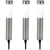 GLOBO 3er Set LED Solarleuchte, Edelstahl, Erdspieß, H 56 cm