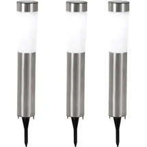 GLOBO 3er Set LED Solarleuchte, Edelstahl, Erdspieß, H 56 cm