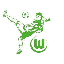 Wandtattoo WALL-ART "VfL Wolfsburg Fußballspieler" Wandtattoos Gr. B/H/T: 110 cm x 101 cm x 0,1 cm, -, grün Wandtattoos Wandsticker