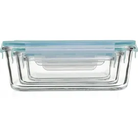5five simply smart Lunch-Boxen 3er-Set in transparent - 3 große quadratische aufbewahrungsdosen clipeat glas