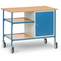 FETRA Rolltisch Stahl 5864 Holz 2 Ablageböden