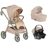 Cangaroo Kombikinderwagen Unique 3 in 1 Babyschale Stoßdämpfer PU-Räder Tasche beige