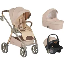 Cangaroo Kombikinderwagen Unique 3 in 1 Babyschale Stoßdämpfer PU-Räder Tasche beige