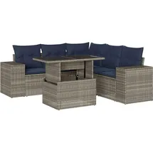 vidaXL Gartensofa-Set mit Kissen, grau, Polyrattan
