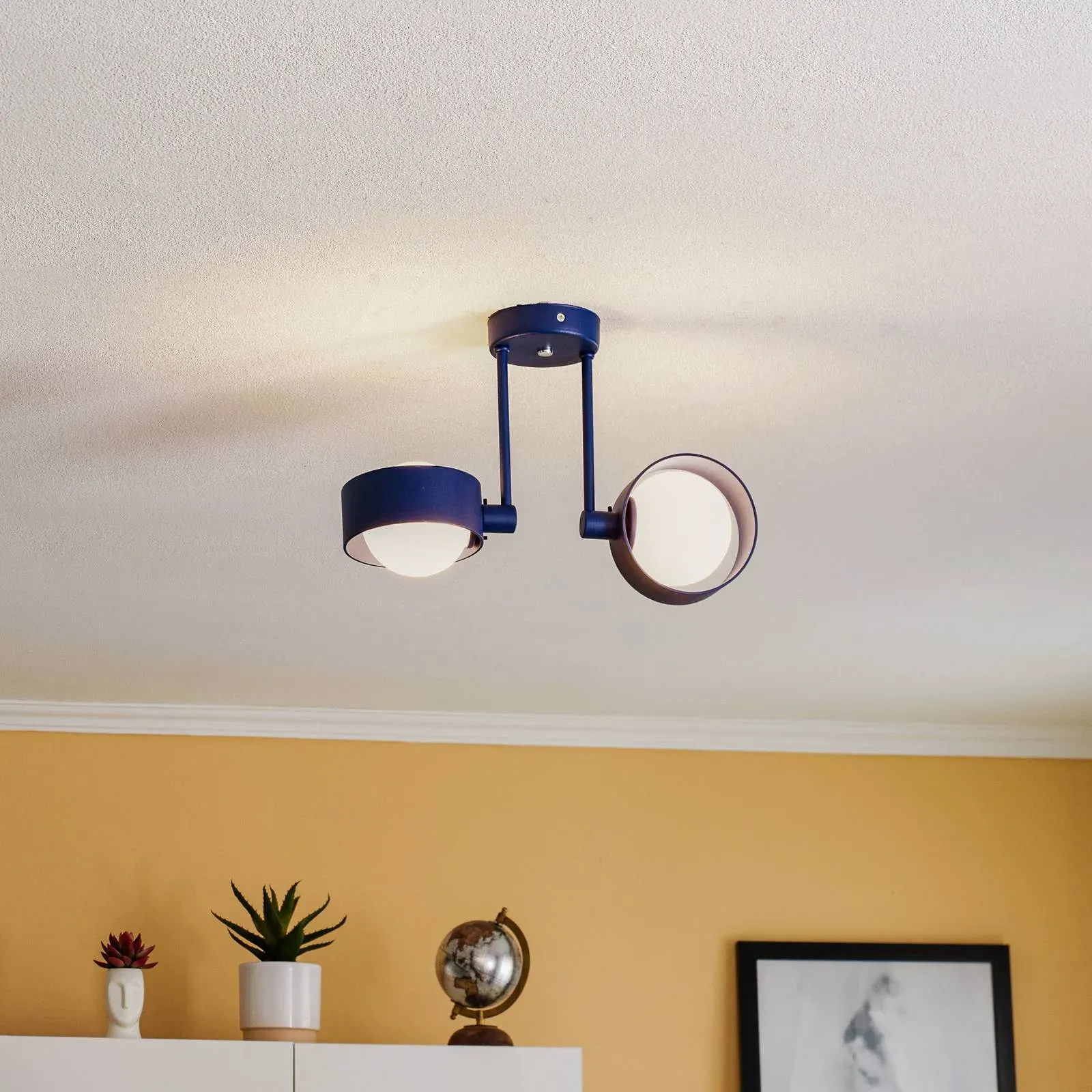 Deckenlampe Mado Argon, dimmbar, blau, für Wohn- / Esszimmer, Metall, Modern, Deckenlampe - 34 cm - 12.5 cm - 25 cm