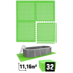 eyepower Bodenmatte 11,2 m2 Poolunterlage 32 EVA Matten 62x62 cm Set, Stecksystem rutschfest Grün grün