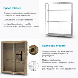 Intirilife Faltschrank 108x170x45 cm in CRÈME BEIGE - mit Reißverschluss Stoffschrank Kleiderschrank mit Kleiderstange, Fächern und Seitentasche