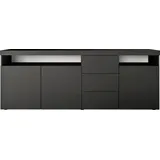 borchardt Möbel Sideboard BORCHARDT MÖBEL "Kapstadt", schwarz (schwarz matt), B:200cm H:72cm, Sideboards, Sideboard, Breite 200 cm mit 3 Schubkästen