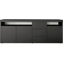 borchardt Möbel Sideboard BORCHARDT MÖBEL "Kapstadt", schwarz (schwarz matt), B:200cm H:72cm, Sideboards, Sideboard, Breite 200 cm mit 3 Schubkästen