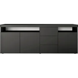 borchardt Möbel Sideboard BORCHARDT MÖBEL "Kapstadt", schwarz (schwarz matt), B:200cm H:72cm, Sideboards, Sideboard, Breite 200 cm mit 3 Schubkästen
