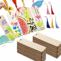 100 Stücke Bunten Quasten Rechteck Leeres Lesezeichen Papier Set,Holz Lesezeichen 50 Stück,Bunten Quasten 50,Mit Löchern Für Diy Lesezeichen Holz Handwerk Geschenke Tag