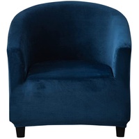YSLLIOM Sesselbezug Samt Sesselüberwürfe Stretch sesselschoner Sesselbezug Elastisch Clubsessel husse Stuhlhusse Chesterfield (Blau)