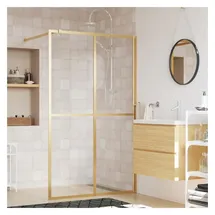 vidaXL Duschwand für Begehbare Dusche ESG Klarglas Golden 118x195cm