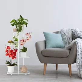 Relaxdays Blumentreppe 81 x 44 x 24,5 cm Weiß