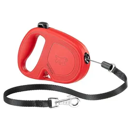 Ferplast Hundeleine Flippy ONE, Rollleine kleine Hunde bis 12 kg. Ausziehbare Schnur max. 4,5 m. Einzelner Knopf zum Verriegeln und Entriegeln, rot