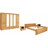 Home Affaire Schlafzimmer-Set »Hugo«, (Set, 4 St.), Bett 180x200 cm, 5-trg Kleiderschrank und 2 Nachttische, beige