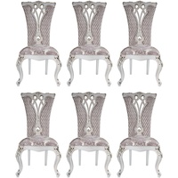 Casa Padrino Luxus Barock Esszimmer Stuhl Set Lila / Beige / Weiß / Gold 57 x 65 x H. 113 cm - Küchen Stühle 6er Set - Prunkvolle Barock Esszimmer Möbel