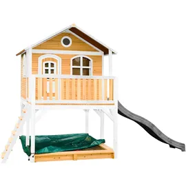 Axi Marc Spielhaus Braun - Weiß mit Grauer Rutsche 212 x 432 x 293 cm