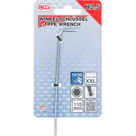 BGS Winkelschlüssel extra lang Innensechskant/Innensechskant mit Kugelkopf 2,5 mm