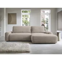 GOLDSTOFF Ecksofa L-Form | Modernes Schlafsofa mit Schlaffunktion & Bettkasten | Eleganter Cord-Bezug in 10 Farben | Komfortables Eckschlafsofa - Grau